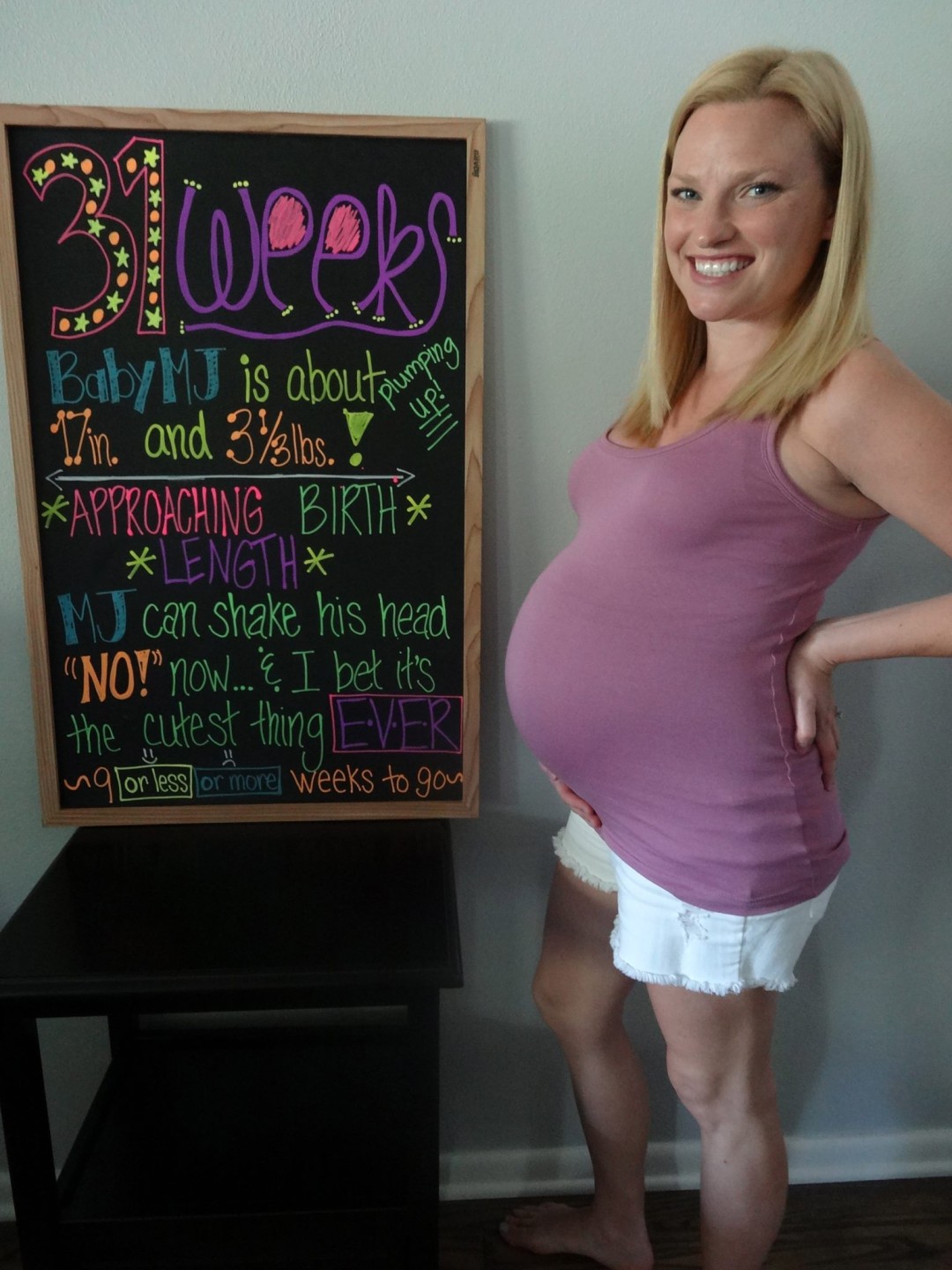 31 Weeks Pregnant Chalkboard Sign