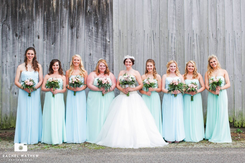 Mint Green and Light blue wedding bridesmaid dresses