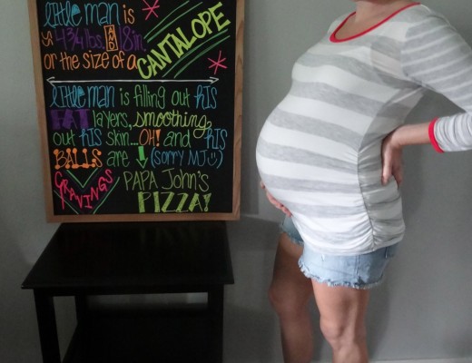 Baby Bump 34 Weeks Chalkboard Sign