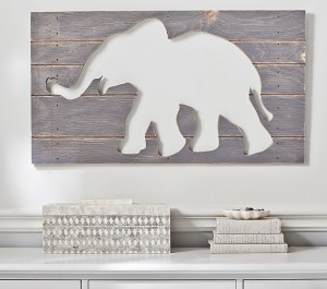 Gray Elephant Wood Plaque 