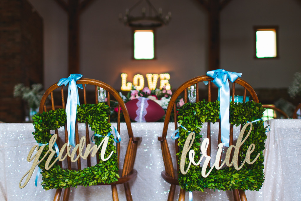 Bride and Groom Wedding chair signs