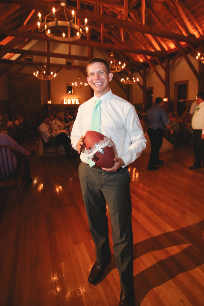Put the garter around a football for the groom to toss