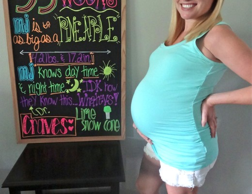 Baby Bump 33 Weeks Chalkboard Sign