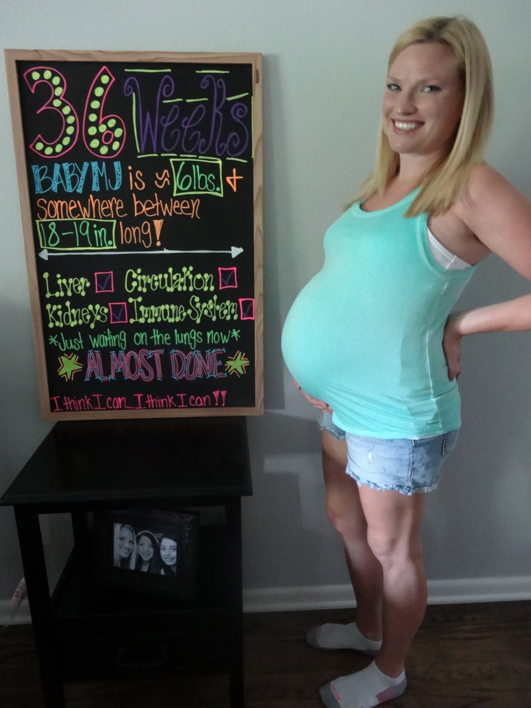 Baby Bump 36 Weeks Chalkboard Sign