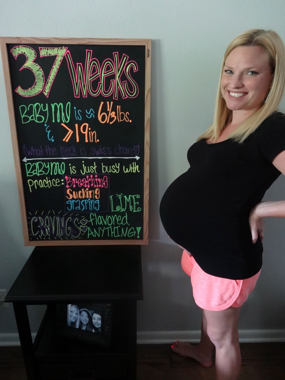 Baby Bump 37 Weeks Chalkboard Sign