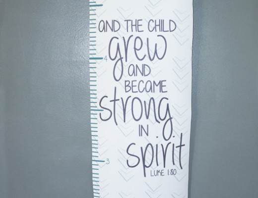 Canvas Elephant and Giraffe Growth Chart with Bible Verse